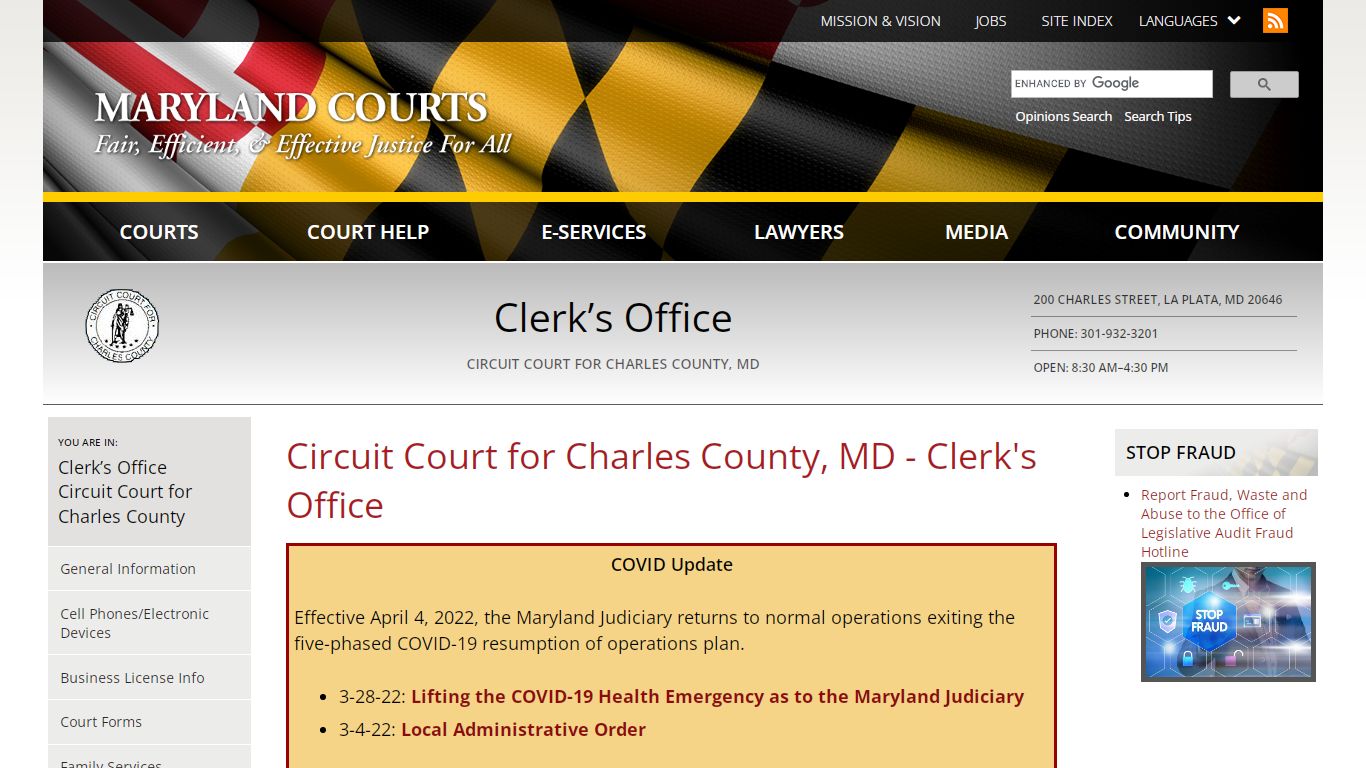 Circuit Court for Charles County, MD - Clerk's Office